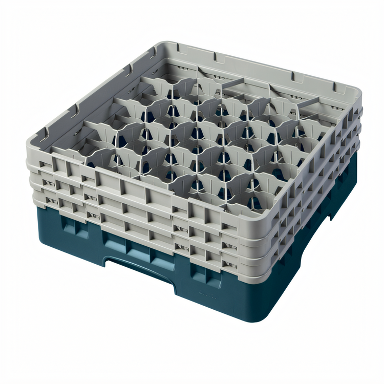 Product image #2 for Cambro Camrack Full Size 20-Compartment Teal Glass Rack with 3 Soft Gray Extenders