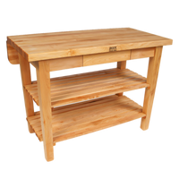 Boos Block 48 x 38-Inch Freestanding Kitchen Island Work Table with 1-1/2-Inch Maple Edge Grain Top, Drawer, and Drop Leaf