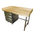 Thumbnail image #1 for Advance Tabco BGT-367L Bakers' Wood Work Table, 84 x 36 Inches, 1-3/4-Inch Top, 3 Drawer Tiers, Galvanized Base