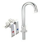 Thumbnail image #1 for BK Resources BKDMKV-DGS-G Dual Pedal Metering Knee Valve, Deck Mount, 3-Inch Gooseneck Spout, Chrome-Plated, Lead-Free