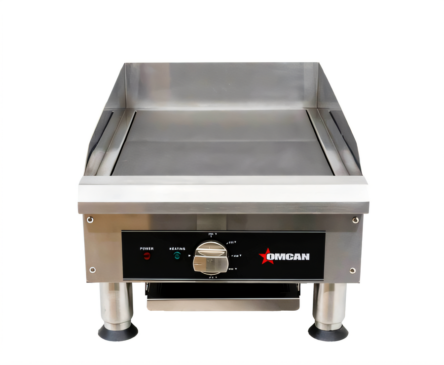 Product image #1 for Omcan USA Electric Countertop Charbroiler/Griddle with Interchangeable Cast Iron Grill and Griddle Plates, 14-Inch Cooking Area, 240V