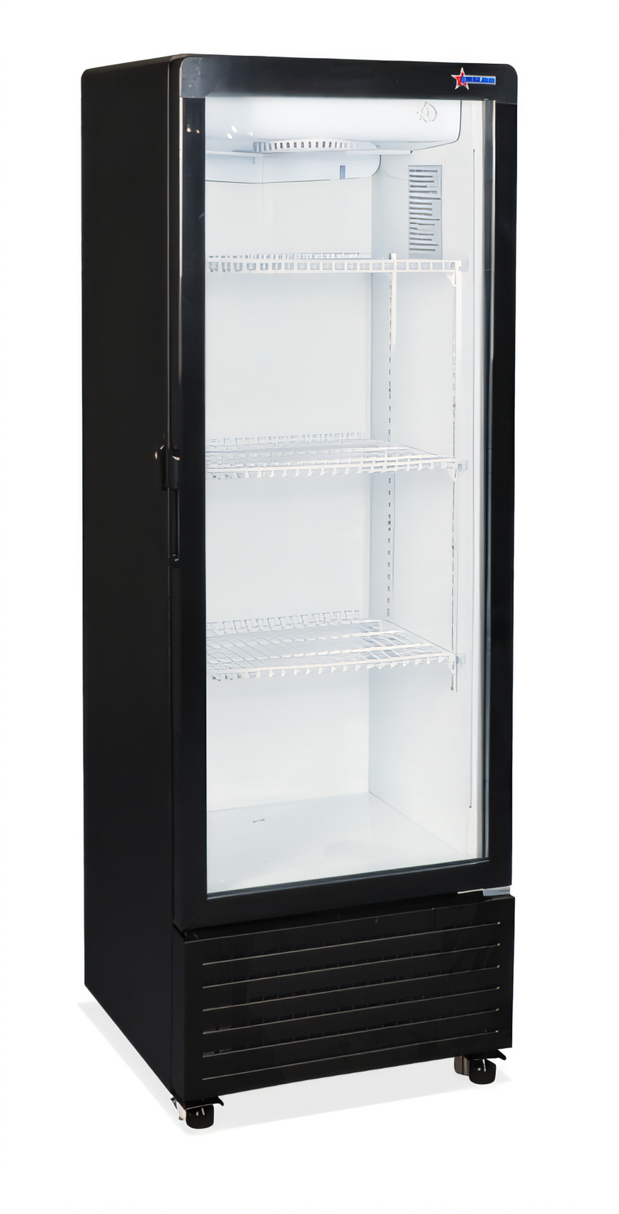 Product image #1 for Omcan 1-Section Glass Door Reach-In Refrigerator, 4.9 Cu. Ft., Bottom-Mount Self-Contained, Black