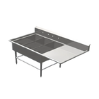 Thumbnail image #1 for John Boos Pro-Bowl 3PB1431-1D24R 3-Compartment Platter Sink, 24" Right Drainboard, 16-Gauge 300-Series Stainless Steel