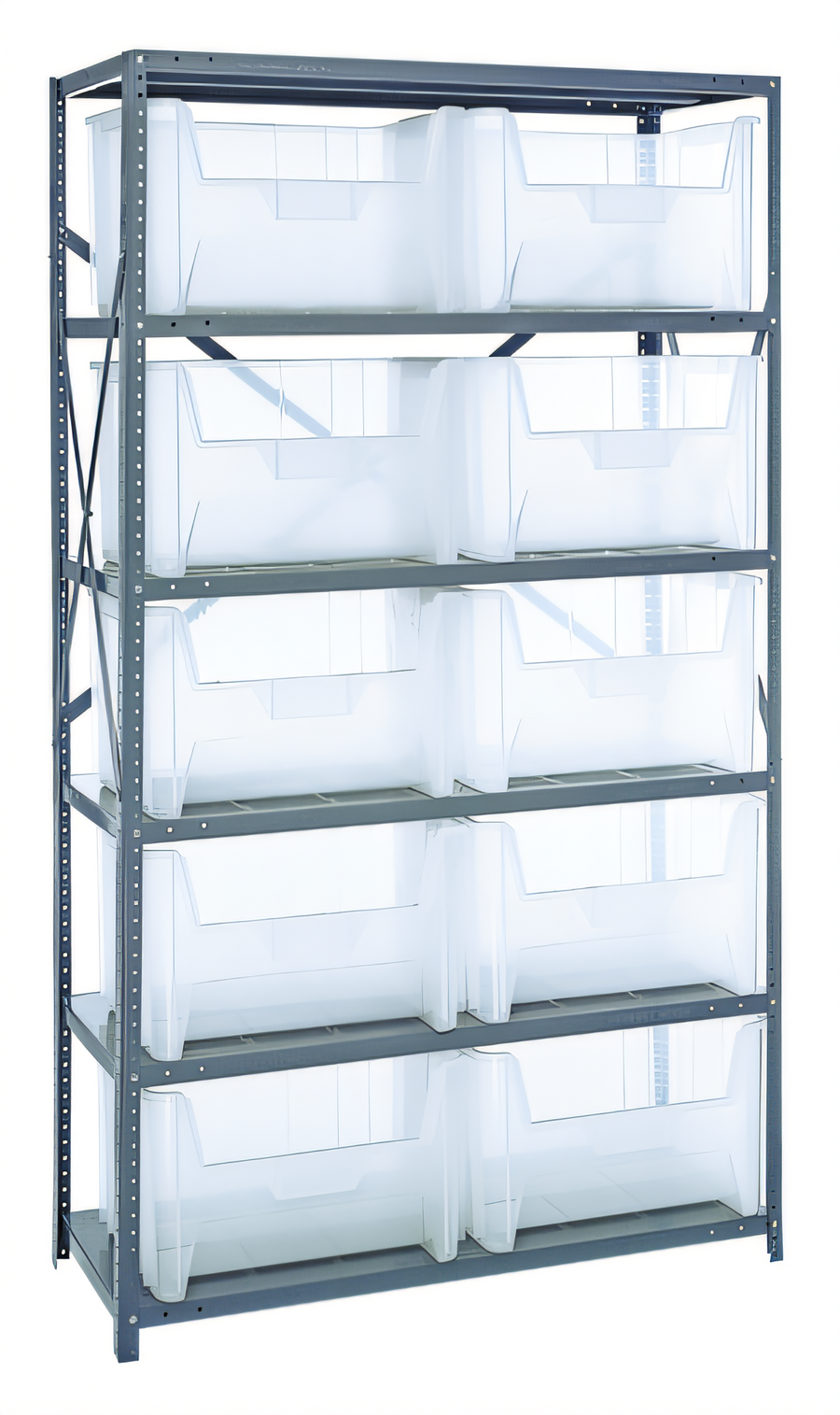 Product image #1 for Quantum Heavy-Duty Wire Shelving Unit with 6 Shelves and 10 Clear Bins, 42 x 18 x 75 Inches