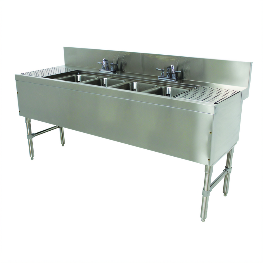 Product image #1 for Advance Tabco Prestige Signature Series 4-Compartment Underbar Sink Unit with Dual Drainboards, 72-Inch Stainless Steel