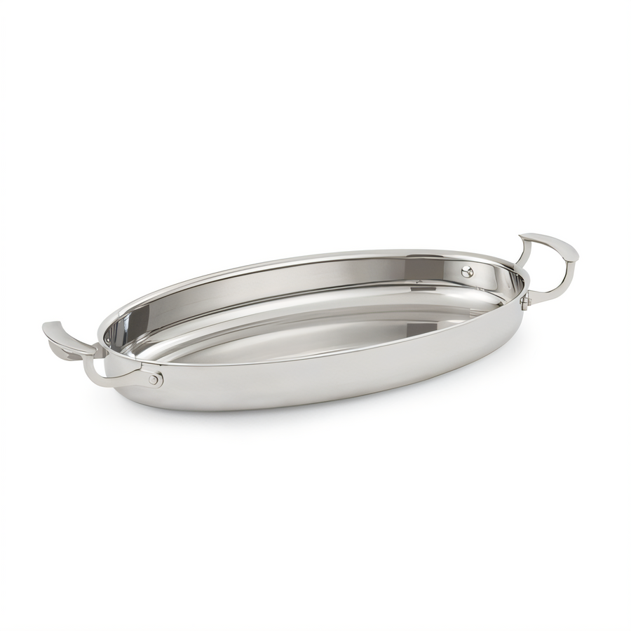 Product image #1 for Vollrath Miramar 16-Inch Oval Au Gratin Dish, 3.75 Quart, Induction Ready Stainless Steel