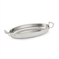 Vollrath Miramar 16-Inch Oval Au Gratin Dish, 3.75 Quart, Induction Ready Stainless Steel
