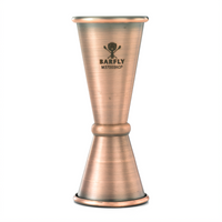 Barfly Japanese Style Dual Jigger, 1 oz and 1-1/2 oz, Antique Copper-Plated Stainless Steel