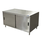 Thumbnail image #1 for BK Resources CST-3060S 60-Inch x 30-Inch Stainless Steel Enclosed Chef Table with Sliding Doors and 16-Gauge Flat Top