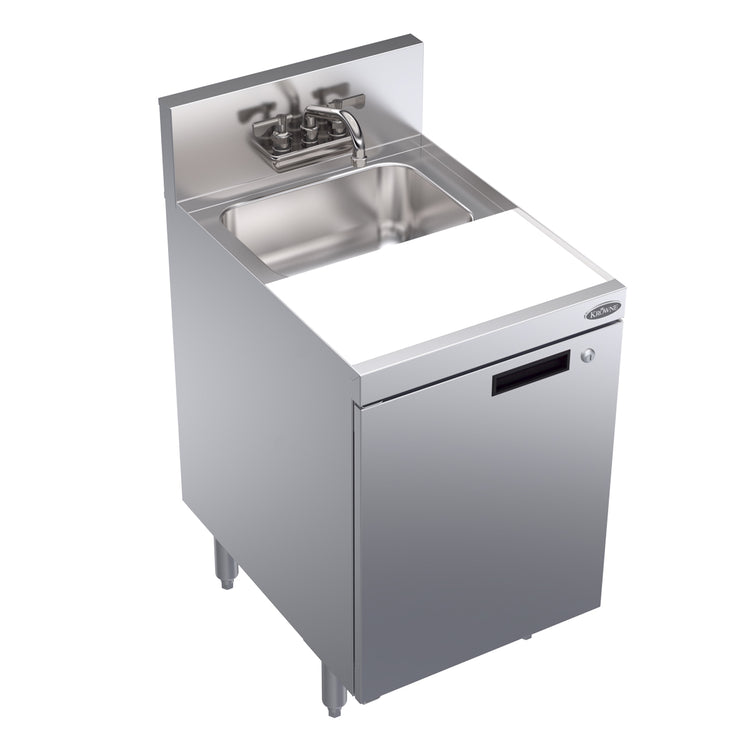 Product image #1 for Krowne Royal Series Freestanding Underbar Dump Sink Unit with Adjustable Cutting Board, Waste Chute, and Faucet, 18" W x 24" D