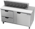 Thumbnail image #1 for Beverage Air Two-Section Sandwich Top Refrigerated Prep Table, 60-Inch, 1 Door, 2 Drawers, 12-Pan Capacity