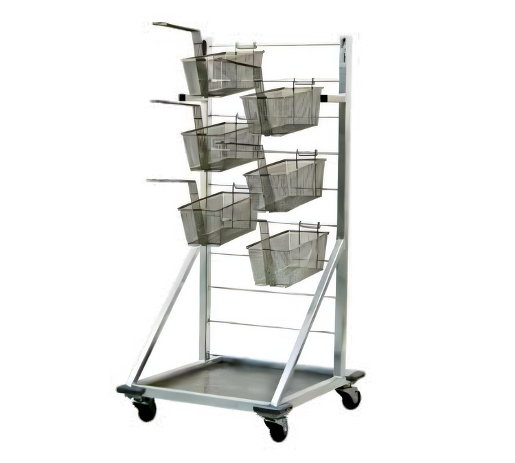 Product image #1 for New Age Mobile Fry Basket Rack, Aluminum, 27-Basket Capacity, 24-1/2"W x 27"D x 52-1/2"H