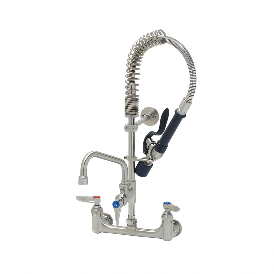 Product image #1 for EverSteel Stainless Steel Deck-Mount Pre-Rinse Unit with Mixing Faucet, 8" Swing Nozzle and 1.07 GPM Spray Valve