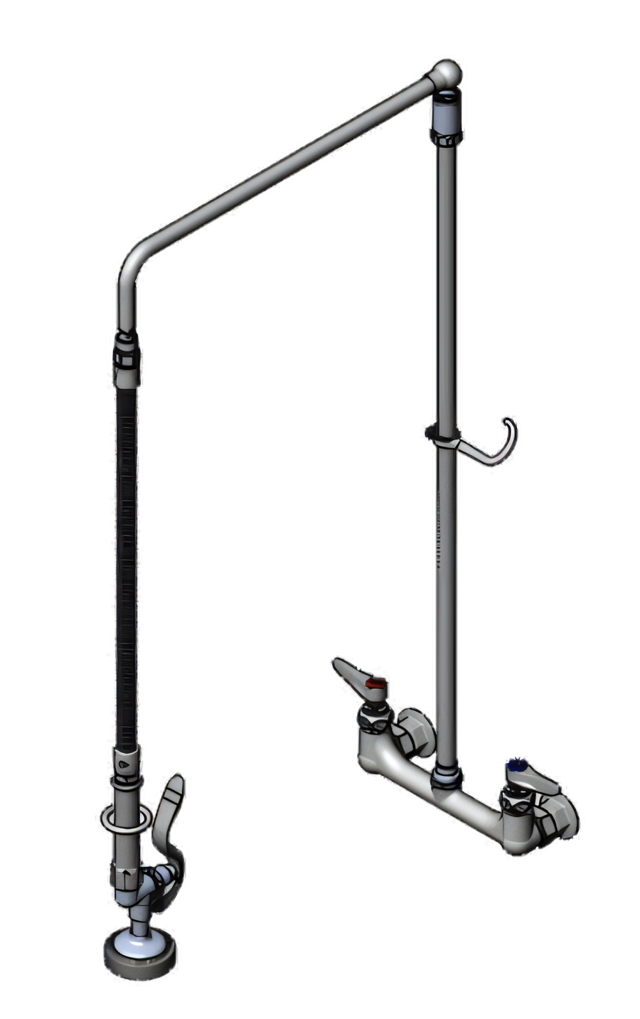 Product image #1 for T&S Brass EasyInstall Wall-Mount Pre-Rinse Mixing Faucet with 8 Inch Adjustable Centers and 32 Inch Riser