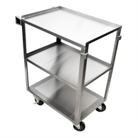 Omcan Stainless Steel Welded 3-Shelf Bussing Cart, 500 lb. Capacity
