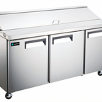 Thumbnail image #1 for Hurakan by Equip.me 70-Inch 3-Section Refrigerated Sandwich Prep Table, Self-Contained, Stainless Steel