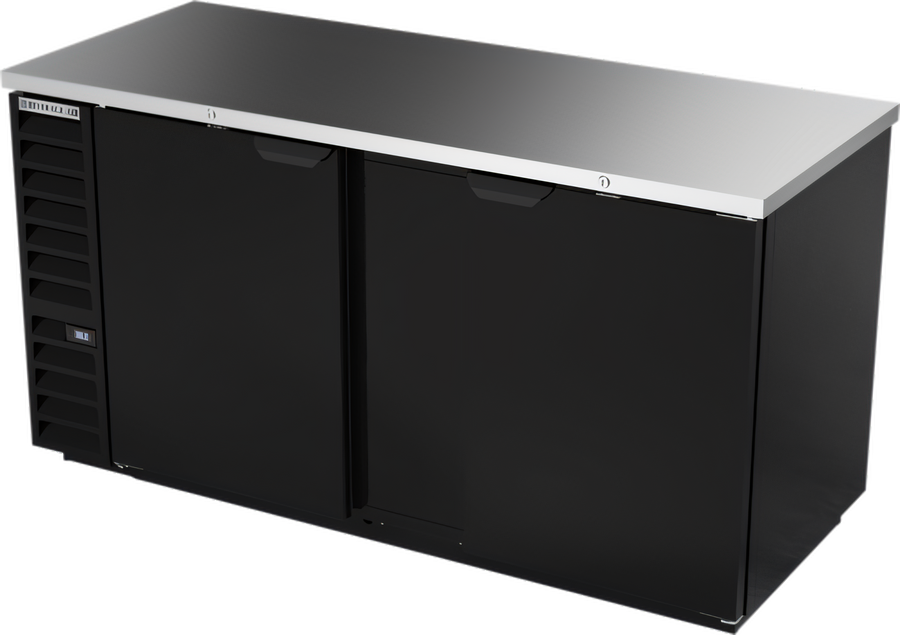 Product image #1 for Beverage-Air BB68HC-F-B Two-Section Food-Rated Back Bar Refrigerator with Solid Doors, 68 Inch, Black