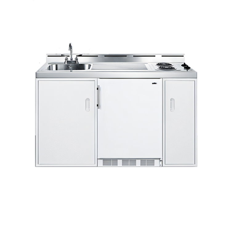 Product image #1 for Summit Commercial 60-Inch All-In-One Kitchenette with 2-Burner Electric Coil Cooktop, Sink, and 5.1 Cu. Ft. Refrigerator-Freezer