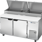 Thumbnail image #1 for Beverage Air DP60HC 60-Inch 2-Door Deli/Pizza Refrigerated Prep Table with 19-Inch Cutting Board and Pan Rail