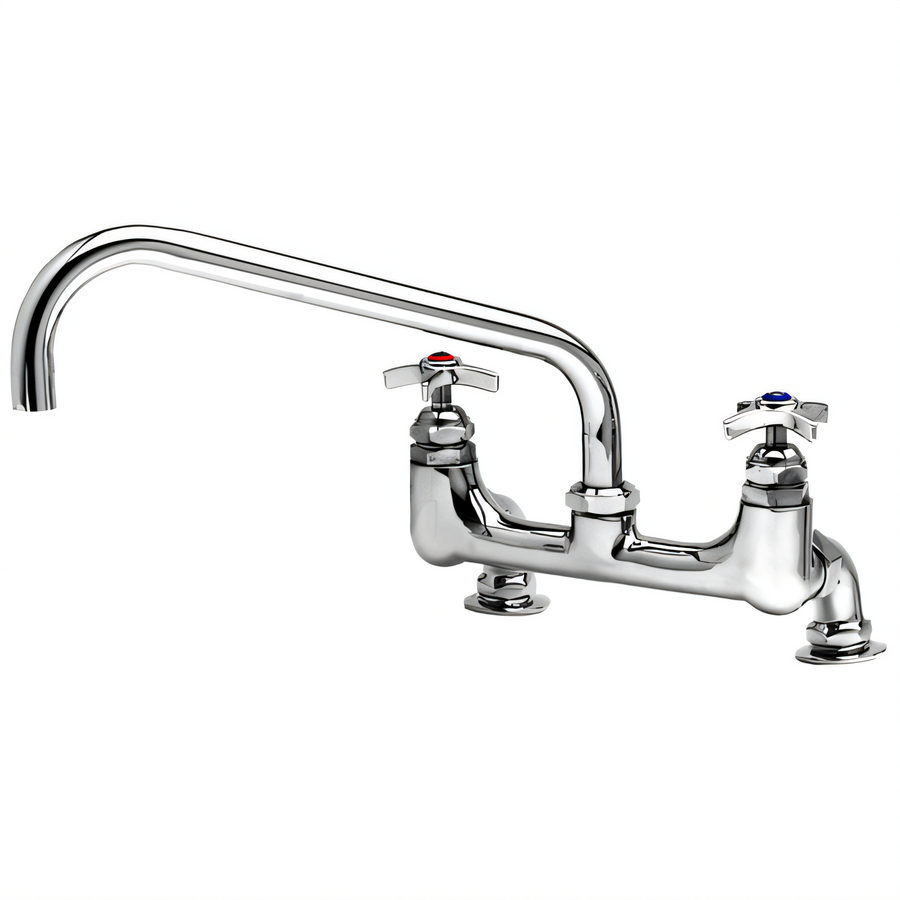 Product image #1 for T&S Brass Big-Flo 8-Inch Deck-Mount Kettle & Pot Sink Mixing Faucet with 12-Inch Swing Nozzle