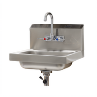 Advance Tabco Wall Mounted Hand Sink with Splash-Mounted Gooseneck Faucet, 14 x 10 x 5-Inch Bowl, 304 Stainless Steel
