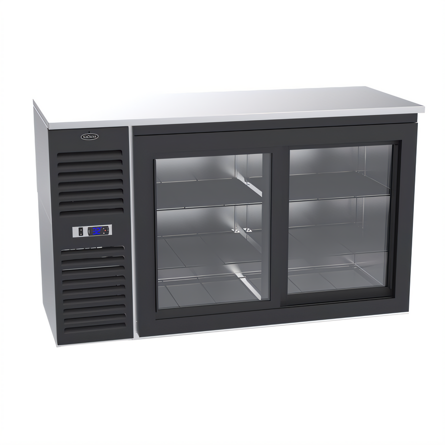 Product image #1 for Krowne Two-Section Sliding Glass Door Refrigerated Back Bar Storage Cabinet, 60-Inch Wide, Self-Contained Side-Mounted