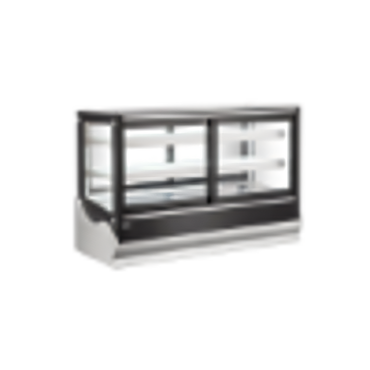 Product image #1 for Omcan RE-CN-325B 60-Inch Square Countertop Refrigerated Self-Service Display Case with Front and Rear Glass Doors, Black