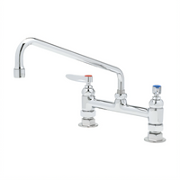 T&S Brass Double Pantry Deck-Mount Mixing Faucet with 12-Inch Swing Nozzle