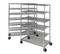 Mobile Cooling Shelving Unit, 7 Shelves, Aluminum, 58.5 x 19 x 70.5 Inches