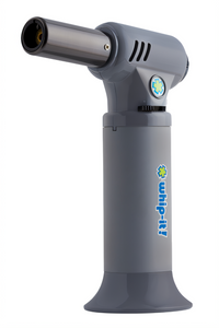 Whip-It! Neo Refillable Kitchen Torch with Adjustable Flame Lock and Push-Button Ignition, Gray