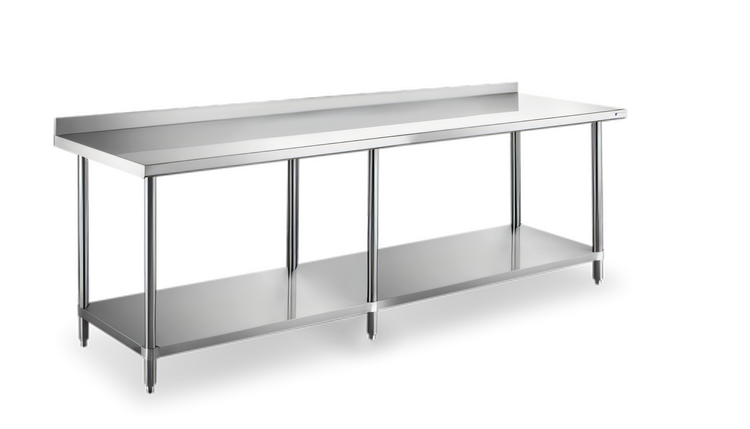 Product image #1 for 84-Inch x 24-Inch Stainless Steel Worktable with 2-Inch Rear Splash Guard and Undershelf