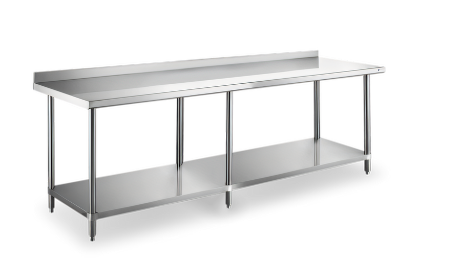 Product image #1 for 84-Inch x 24-Inch Stainless Steel Worktable with 2-Inch Rear Splash Guard and Undershelf
