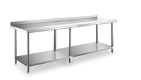 84-Inch x 24-Inch Stainless Steel Worktable with 2-Inch Rear Splash Guard and Undershelf