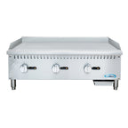 Thumbnail image #1 for Koolmore KM-GG3-36M 36-Inch 3-Burner Natural Gas Commercial Griddle, 90,000 BTU, Manual Controls, Stainless Steel