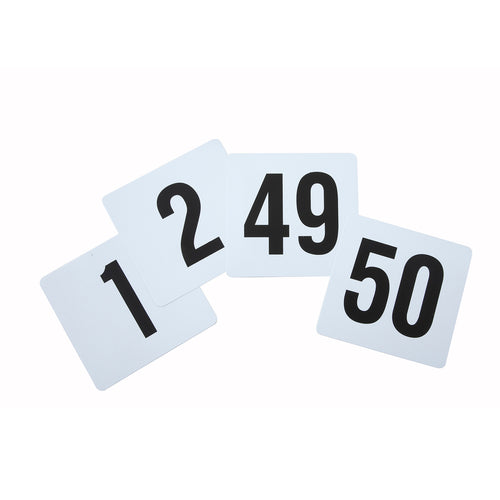 Product image #1 for Winco Plastic Table Number Set, Numbers 1-50, 4 x 3-3/4 Inch Cards