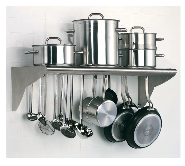 Product image #1 for Matfer Bourgeat Wall-Mounted Slotted Stainless Steel Utensil Overshelf, 31-1/2 x 16 Inches