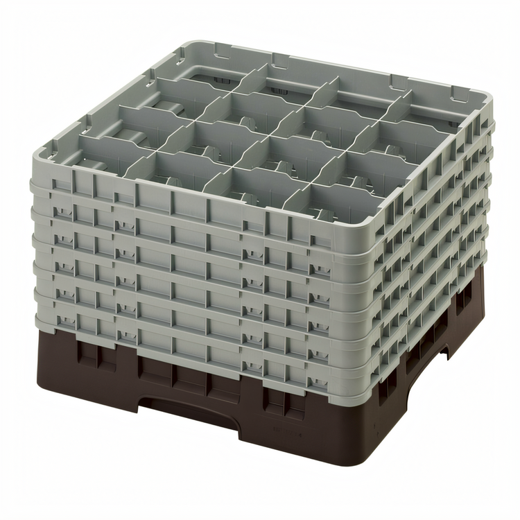 Product image #2 for Cambro Camrack 16-Compartment Full Size Brown Glass Rack with 6 Extenders