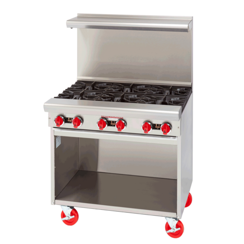 Product image #1 for American Range Green Flame 36-Inch Commercial Gas Range with 6 Open Burners and Storage Cabinet Base
