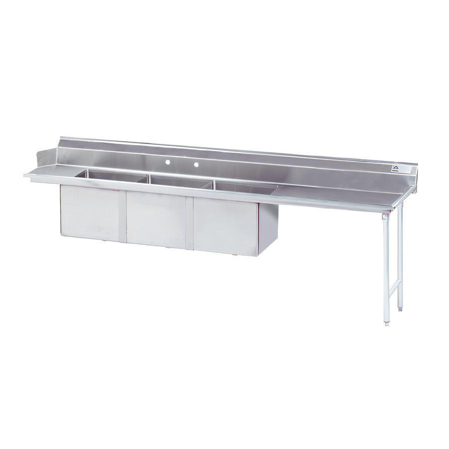 Product image #1 for Advance Tabco 95-Inch Right-Hand 3-Compartment Sink Dishtable with 18 x 24 x 14 In. Bowls