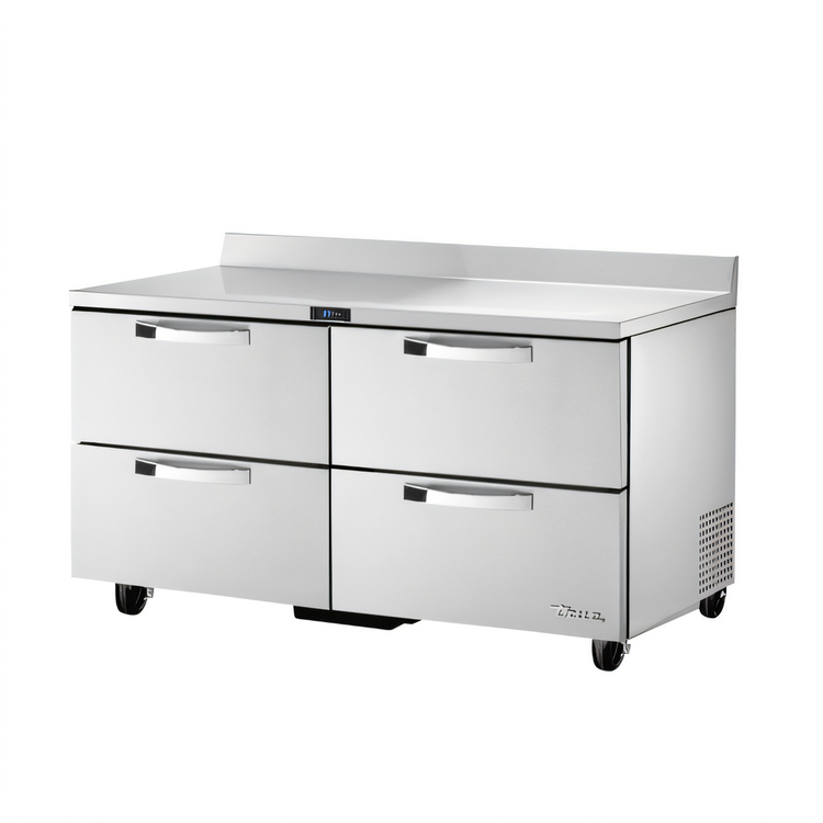 Product image #1 for True SPEC SERIES Two-Section 60-Inch Stainless Steel Worktop Refrigerator with 4 Drawers and Rear-Mounted Self-Contained Refrigeration