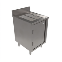 BK Resources UBC-1821HL Freestanding Stainless Steel Underbar Cabinet with Hinged Door and Lock, 18-Inch Drainboard Top, 4-Inch Riser