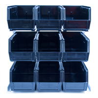Carlisle 9-Bin Condiment Packet Rack with 3-1/2 Qt Plastic Containers, Black Aluminum, Countertop or Wall-Mount