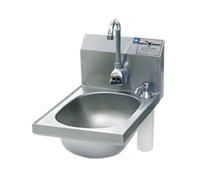 Eagle Group Wall-Mount 304 Stainless Steel Hand Wash Sink with Battery-Powered Electronic Faucet, Soap Dispenser and Basket Drain