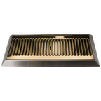 Thumbnail image #1 for Micro Matic USA DP-420LDSSPVD Surface-Mount Stainless Steel Drip Tray Trough with Louvered PVD Brass Screen, 16 x 6-1/2 Inch