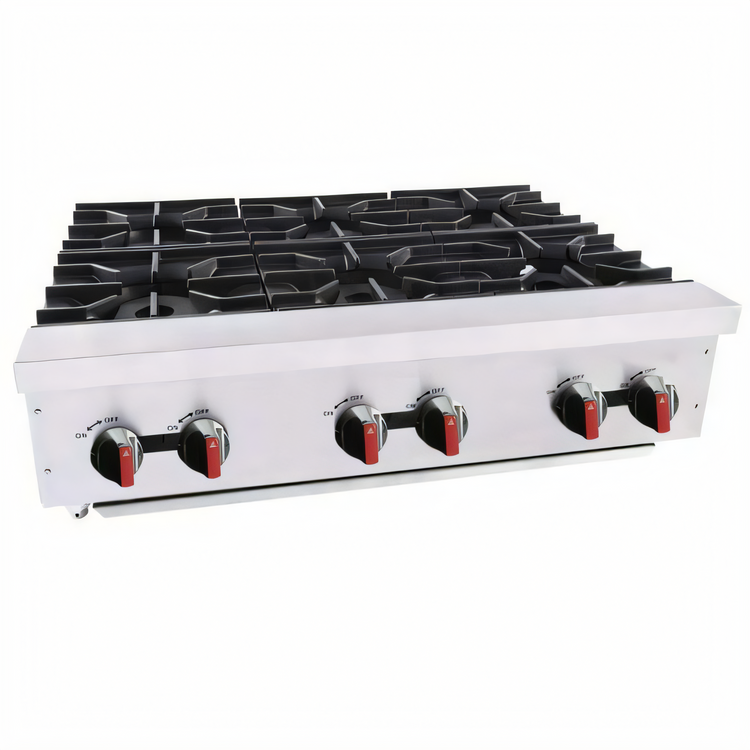 Product image #1 for BakeMax BAFA6M-36 36-Inch Countertop Natural Gas Hot Plate with 6 Double Cast Iron Burners