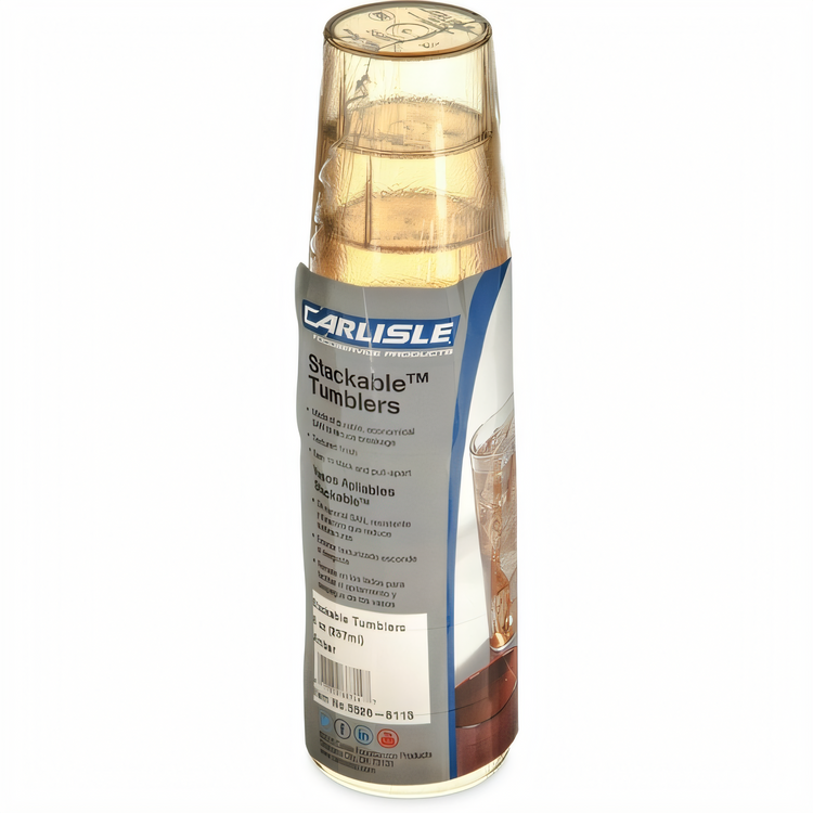 Product image #2 for Carlisle 24 oz Amber SAN Stackable Tumbler, Textured Cash 'N Carry Shrink Pack
