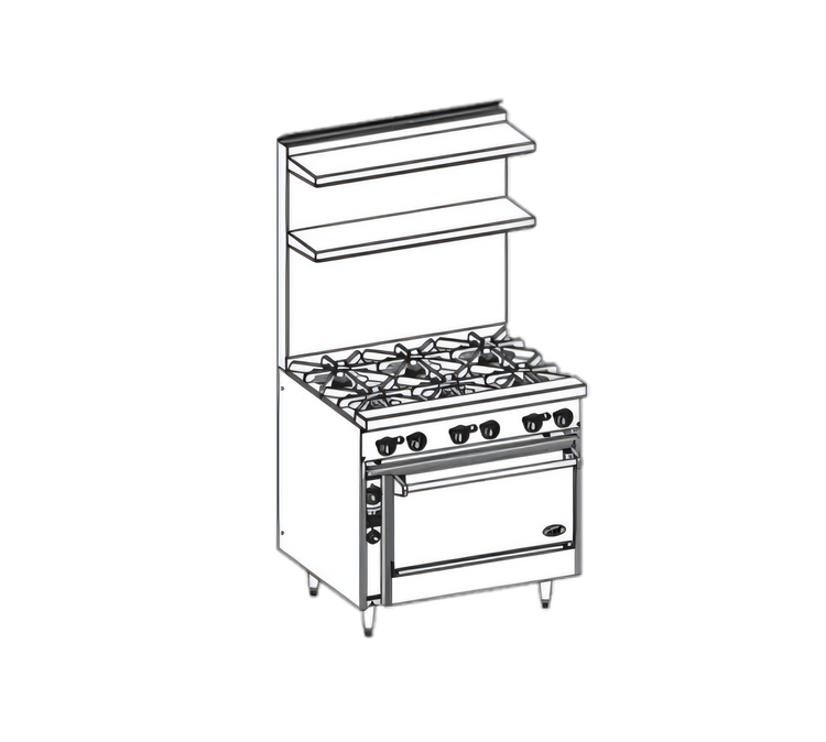 Product image #1 for Jade Range JBR-36G 36" Bistro Series Gas Restaurant Range with Full Griddle and Cabinet Base
