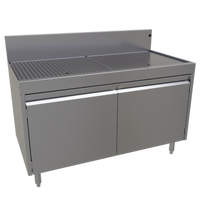 Glastender 48-Inch Stainless Steel Underbar Drainboard Cabinet Base with Hinged Doors