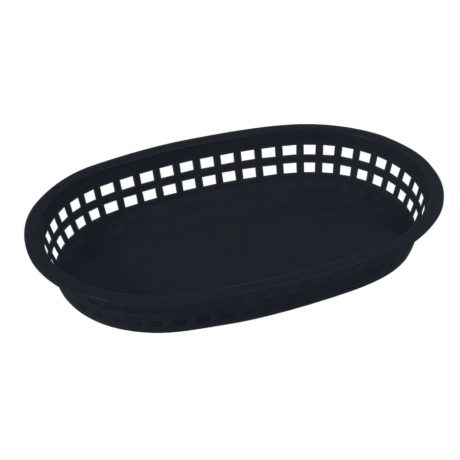 Product image #1 for Black Oval Plastic Flat Bottom Platter Basket, 10-3/4 x 7-1/4 x 1-1/2 Inches
