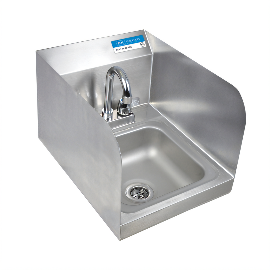 Product image #1 for BK Resources 9 x 9 Space Saver Wall-Mounted Hand Sink with Lead-Free Deck-Mount Faucet and Dual Side Splashes
